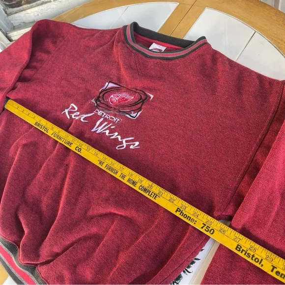 Vintage Detroit Redwings Crewneck Sweater Large NHL Cadre Athletic Knit 90s - Picture 5 of 9